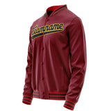 Custom Crimson Black Solid Color Varsity Letterman Jacket JA02240617KZ530