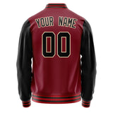 Custom Crimson Black Solid Color Varsity Letterman Jacket JA02240617KZ531