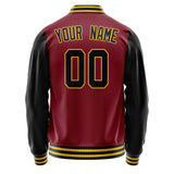 Custom Crimson Black Solid Color Varsity Letterman Jacket JA02240617KZ532