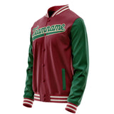 Custom Crimson Kelly-Green Solid Color Varsity Letterman Jacket JA02240617KZ533