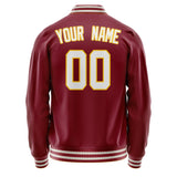 Custom Crimson White Solid Color Varsity Letterman Jacket JA02240617KZ534