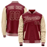 Custom Crimson Cream Solid Color Varsity Letterman Jacket