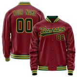 Custom Crimson Kelly-Green Solid Color Varsity Letterman Jacket