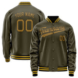 Custom Olive Brown Solid Color Varsity Letterman Jacket