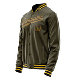 Custom Olive Brown Solid Color Varsity Letterman Jacket JA02240617LH298