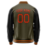 Custom Olive Orange Solid Color Varsity Letterman Jacket JA02240617LH299