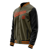 Custom Olive Orange Solid Color Varsity Letterman Jacket JA02240617LH299