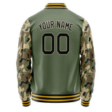 Custom Olive Camo Solid Color Varsity Letterman Jacket JA02240617LH300