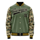 Custom Olive Camo Solid Color Varsity Letterman Jacket JA02240617LH300