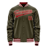 Custom Olive Red Solid Color Varsity Letterman Jacket JA02240617LH301