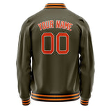 Custom Olive Orange Solid Color Varsity Letterman Jacket JA02240617LH302