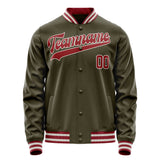 Custom Olive Red Solid Color Varsity Letterman Jacket JA02240617LH303