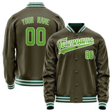 Custom Olive Neon-Green Solid Color Varsity Letterman Jacket JA02240617LH313