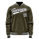 Custom Olive White Solid Color Varsity Letterman Jacket JA02240617LH314