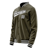 Custom Olive White Solid Color Varsity Letterman Jacket JA02240617LH314