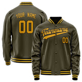 Custom Olive Gold Solid Color Varsity Letterman Jacket