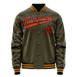 Custom Olive Orange Solid Color Varsity Letterman Jacket JA02240617LH316