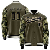 Custom Olive Camo Solid Color Varsity Letterman Jacket