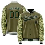 Custom Olive Camo Solid Color Varsity Letterman Jacket