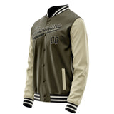 Custom Olive Cream Solid Color Varsity Letterman Jacket JA02240617LH324