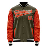 Custom Olive Orange Solid Color Varsity Letterman Jacket JA02240617LH325