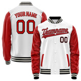 Custom White Red Solid Color Varsity Letterman Jacket