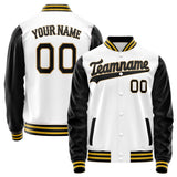 Custom White Black Solid Color Varsity Letterman Jacket JA02240617LH448