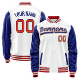 Custom White Royal Solid Color Varsity Letterman Jacket JA02240617LH449