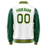 Custom White Kelly-Green Solid Color Varsity Letterman Jacket JA02240617LH450