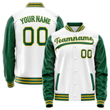 Custom White Kelly-Green Solid Color Varsity Letterman Jacket JA02240617LH450