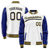 Custom White Royal Solid Color Varsity Letterman Jacket JA02240617LH451