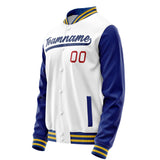 Custom White Royal Solid Color Varsity Letterman Jacket JA02240617LH452