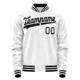 Custom White Black Solid Color Varsity Letterman Jacket JA02240617LH457