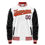 Custom White Black Solid Color Varsity Letterman Jacket JA02240617LH460