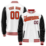 Custom White Black Solid Color Varsity Letterman Jacket JA02240617LH460