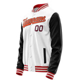 Custom White Black Solid Color Varsity Letterman Jacket JA02240617LH460