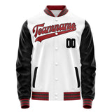 Custom White Black Solid Color Varsity Letterman Jacket JA02240617LH461