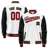 Custom White Black Solid Color Varsity Letterman Jacket JA02240617LH461