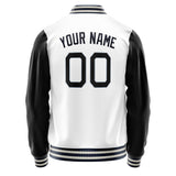 Custom White Black Solid Color Varsity Letterman Jacket JA02240617LH465