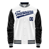 Custom White Black Solid Color Varsity Letterman Jacket JA02240617LH465