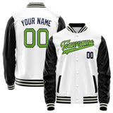 Custom White Black Solid Color Varsity Letterman Jacket JA02240617LH467