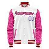 Custom White Pink Solid Color Varsity Letterman Jacket JA02240617LH468