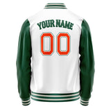 Custom White Kelly-Green Solid Color Varsity Letterman Jacket JA02240617LH471