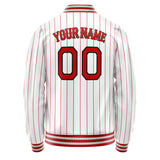 Custom White Red Red Pinstripe Varsity Letterman Jacket JA02240617LH474