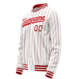 Custom White Red Red Pinstripe Varsity Letterman Jacket JA02240617LH474