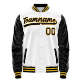 Custom White Black Solid Color Varsity Letterman Jacket JA02240617LH475