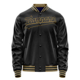 Custom Black Old-Gold Solid Color Varsity Letterman Jacket JA02240617XF001