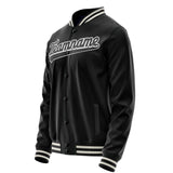 Custom Black White Solid Color Varsity Letterman Jacket JA02240617XF002