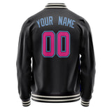 Custom Black Light-Blue Solid Color Varsity Letterman Jacket JA02240617XF003