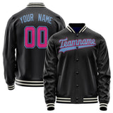 Custom Black Light-Blue Solid Color Varsity Letterman Jacket